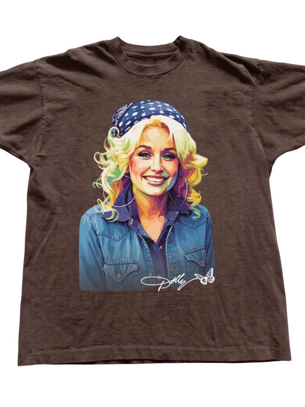 Graphic Dolly Portrait Tee - Brown Women's Short Sleeve Crewneck